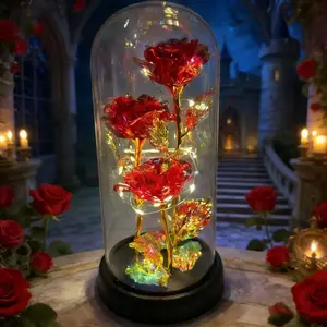 Mother's Day Classic Gifts LED Everlasting Rose, Glitter Rose, Eternal Flower, Artificial Flower Decor, Romantic Gifts for Women - Valentine's Day, Birthday, Gifts for Her Anniversary Gift for Wife Daughter