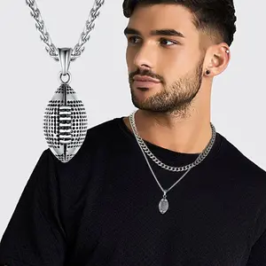 FaithHeart Soccer Football Necklace Stainless Steel