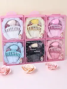5 Pcs Girls Sponge Spa Headband Wristbands With Large Flower Hair Claw Clip Gift Set Hair Stuff Hair Accessories Set With Delicate Box For Party Gifts And Daily Use