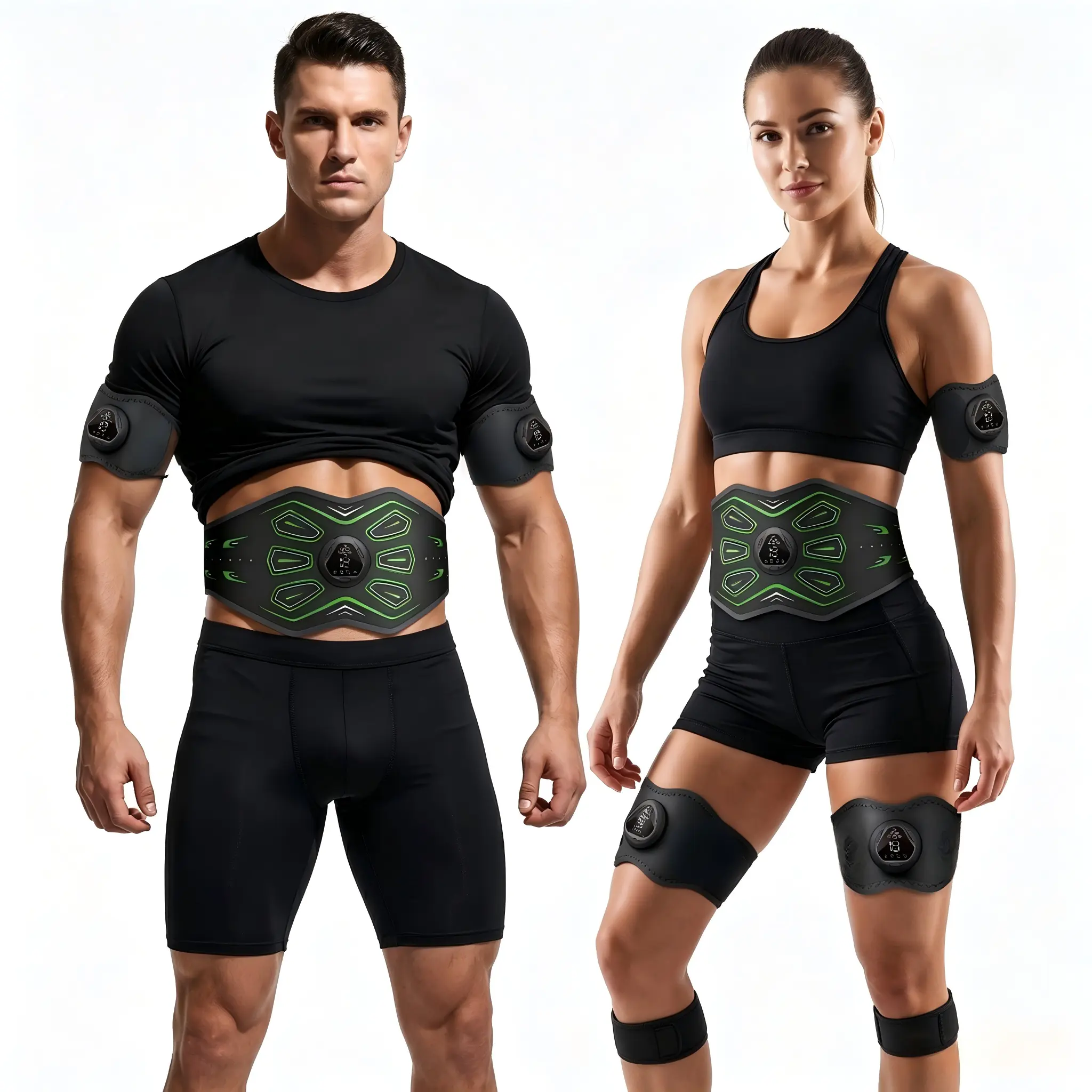 Abs Workout Core Trainer, Adjustable ABS Fitness Set with Elastic Resistance Bands for Adults, Home Muscle Toning Training