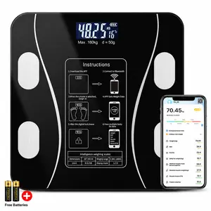 Bluetooth Smart Weighing Scale - Digital Bathroom BMI Body Composition Monitor, Health Analyzer with Smartphone App, 400 lbs Capacity, 2 Free Batteries