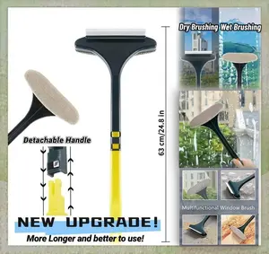 Multifunctional Window Cleaning Tool Dry-Wet Dual-Use Brush with Microfiber Pad for Anti-Mosquito Screens Glass & Household Dust Removal