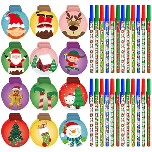 48 count Christmas Party Favors Mini Christmas Pocket Notebook Set Christmas Gel Pens Snowball Snowman Santa Claus Notepads for Xmas Holiday school  Goodie Bag Stuffer Supplies