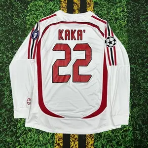 2006 2007 Milan Away Retro White No.22 Kaka Long Sleeved Soccer Jersey