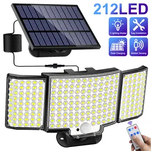 1/2pcs Outdoor Solar Lights, High Brightness, 234 LED Solar Motion Sensor Light with Remote Control, 3 Adjustable Heads Wall Lamp, 3 Lighting Modes,, Security LED Flood Light, for Garden, Patio, Backyard, Street Light, Perfect for Holiday Office