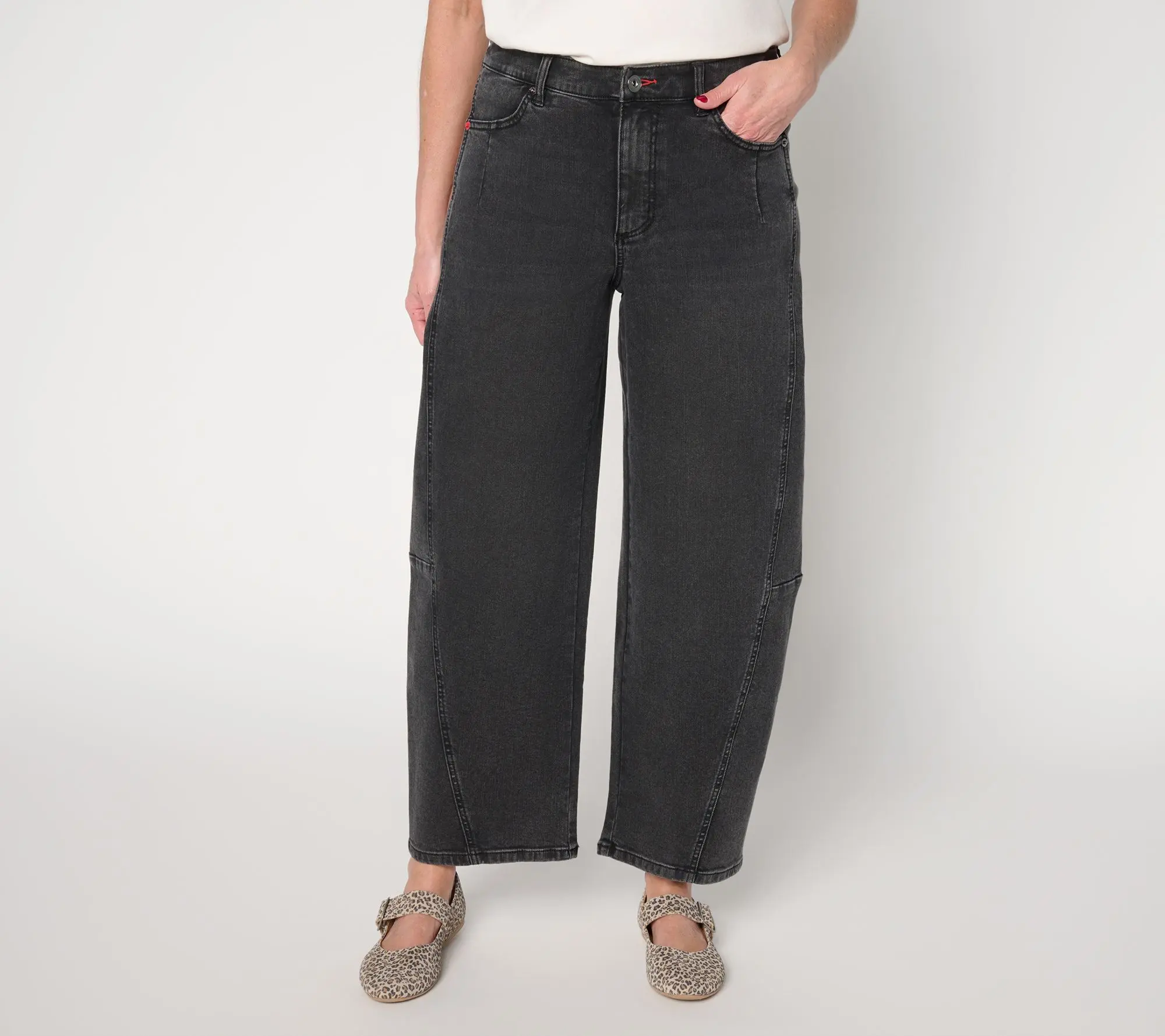 Peace Love World Petite Black Soft Barrel Motif Ankle Jeans
