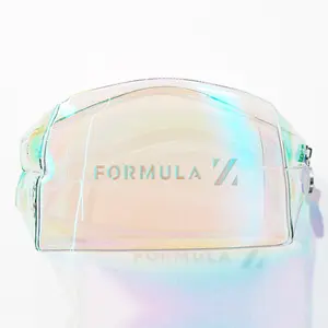 Transforming Beauty® Bag - Clear Design with Reflective Finish, Adjustable Strap, and "FORMULA" Text