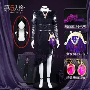 Identity V Anne Lester Toy Merchant Cosplay Girl Black Dress Wig Suit Halloween Party Uniform Role Play Clothes Clothing Woman