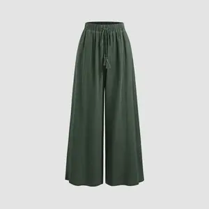 Cider [size 2-10] Mid Rise Solid Pocket Wide Leg Trousers