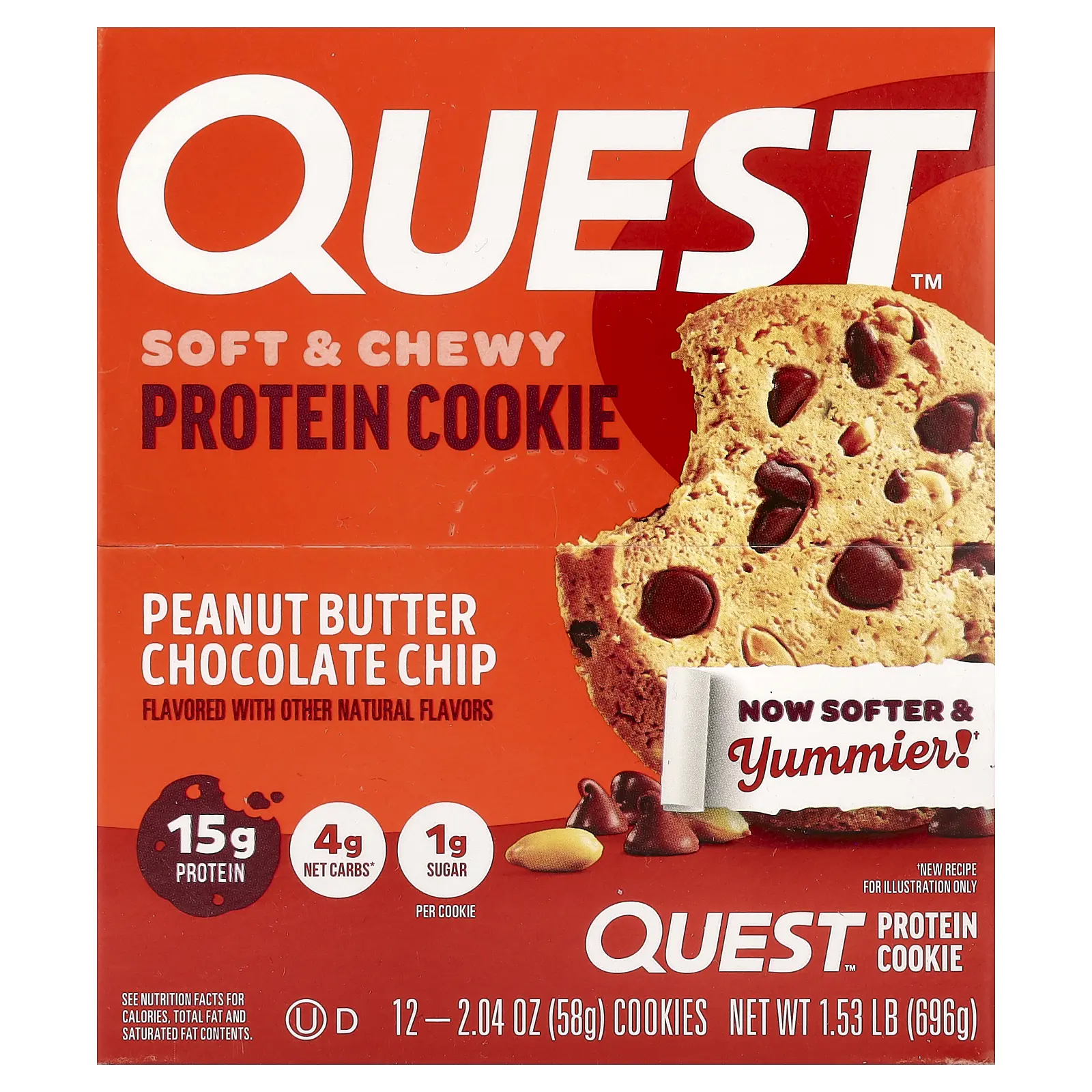 Quest Nutrition Protein Cookie, Peanut Butter Chocolate Chip, 12 Cookies, 2.04 oz (58 g) Each