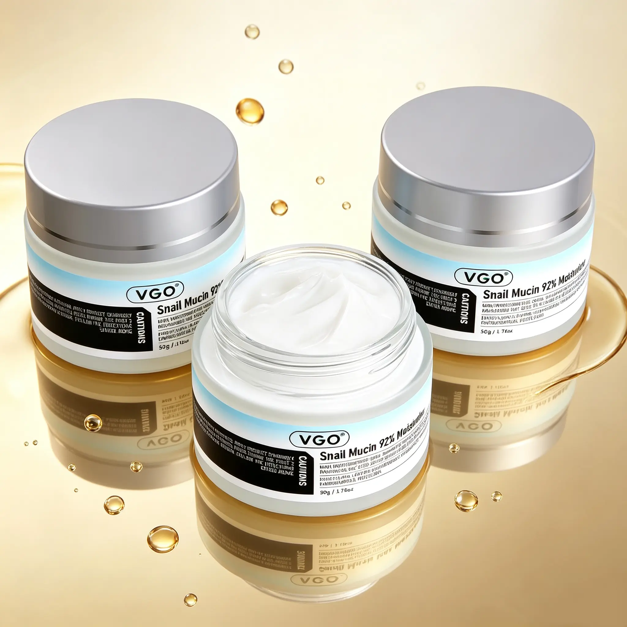 VGO Face Moisturizer with 92% Snail Mucin & Vitamin C - Deep Hydrating Gel Cream for Acne Prone & All Skin Types - Daily Face Care, 50g, Face Care Products
