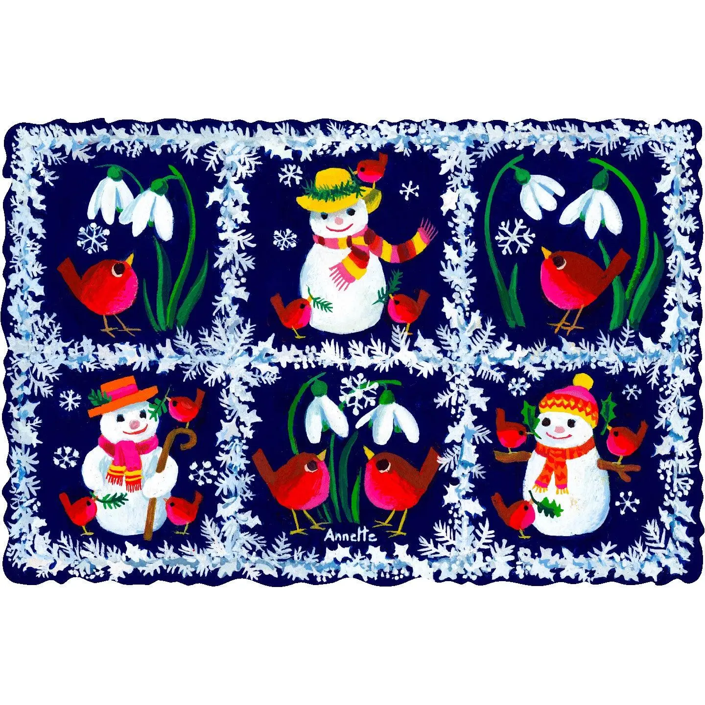 Snowdrops & Snowmen (50 Piece Mini Wooden Jigsaw Puzzle)