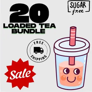 20 LOADED TEA single serving packages with each order. Each Single package makes 1 Loaded Tea 200 MG CAFFEINE IN EACH PACKAGE.