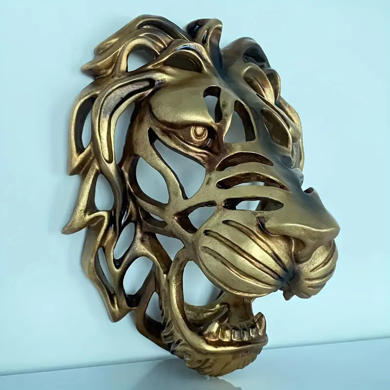 [Lion Head Courtyard Decoration] 1PC Small Lion Head Sculpture Wall Hanging Art Courtyard, Living Room, And Bedroom Creative Decoration Resin Decoration Mount Ornaments Hangable