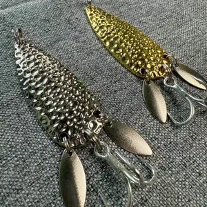 Metal Spoon Lures – Silver & Gold Textured with Treble Hook and Spinner Blades