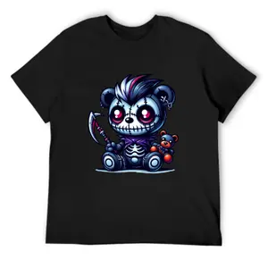 Scare Teddy Bears Print T-shirt Scary Funny Shirts Short Sleeve Graphic Tee Tops for Men
