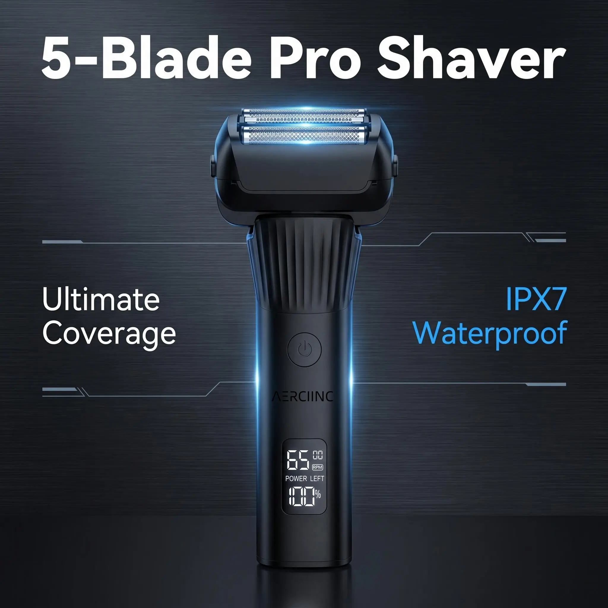 AERCIINC 5-Blade Pro Shaver with Ultimate Coverage and IPX7 Waterproof Rating for Superior Shaving Experience