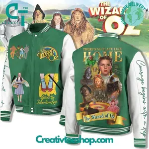 Wizard Of Oz Inspired Baseball Jacket, There Is No Place Like Home Quote Outerwear, Classic Movie Fan Gift