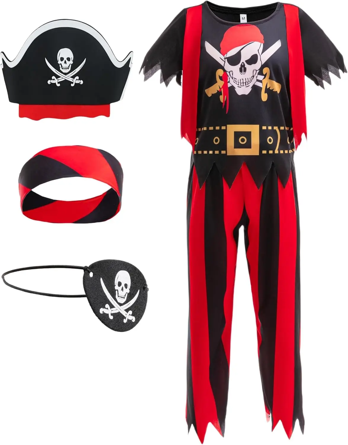 Pirate Costume Kids Pirate Role Play Dress Up Boys Halloween Costume Cosplay Birthday Party 3-10Y