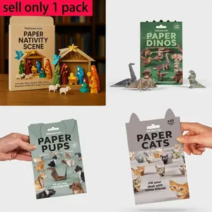 TOOUEE 50 Sheets per Pack Origami Paper for Crafts, 50 Different Animal & Character Designs - Cat, Dog, Dinosaur, People Origami Kit for Adults, Creative Hobby Gift for Christmas, Halloween, Birthday Party, Home Office Decoration, Home Office Desk Decor