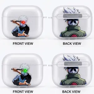 Kakashi Hatake Anime AirPods Case with Keychain, Frosted PC Protective Cover for AirPods Pro, Naruto Manga Earbuds Case Gift for Him Her