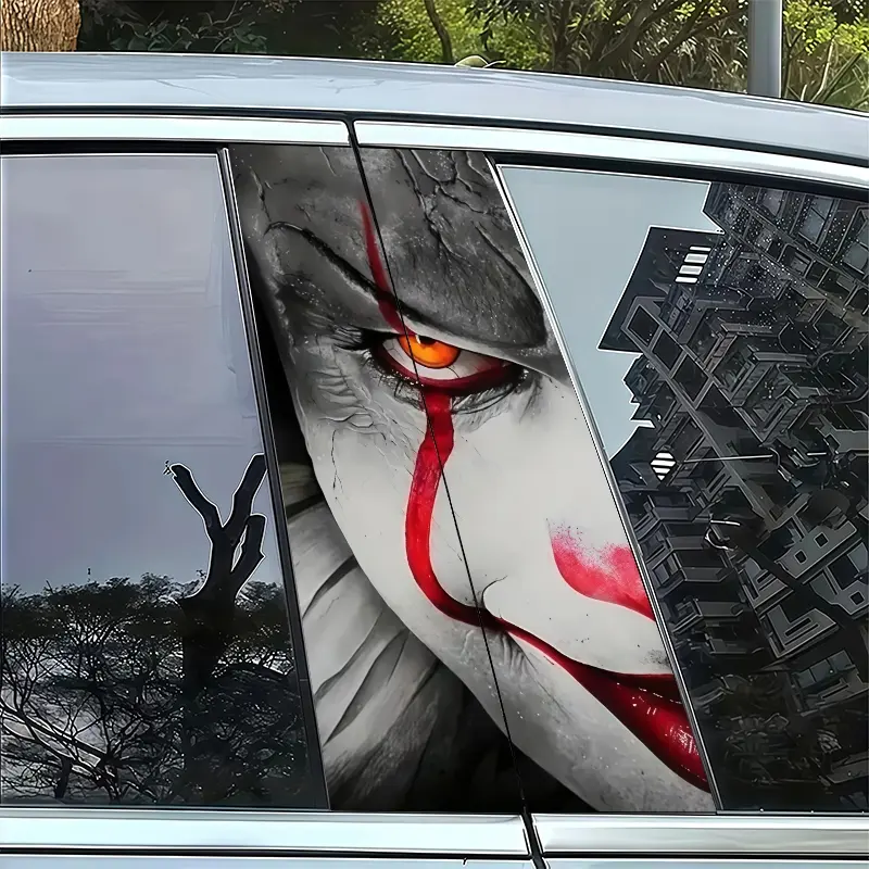 2PCS Scary Monster Pattern B-Column Car Stickers, Universal Car Sticker, Durable Self-Adhesive Vinyl Stickers for Vehicles, Walls, Windows, Easy to Apply, 25x50 inches, Sticker for Cars, Car Decals