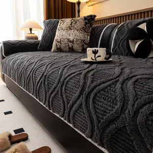 Premium Modern Thick Arc Pattern Sofa Cover, Sofa Slipcover, Non-Slip Single Piece, Winter Warm Home Decor, Pet Friendly, Suitable for Living Room