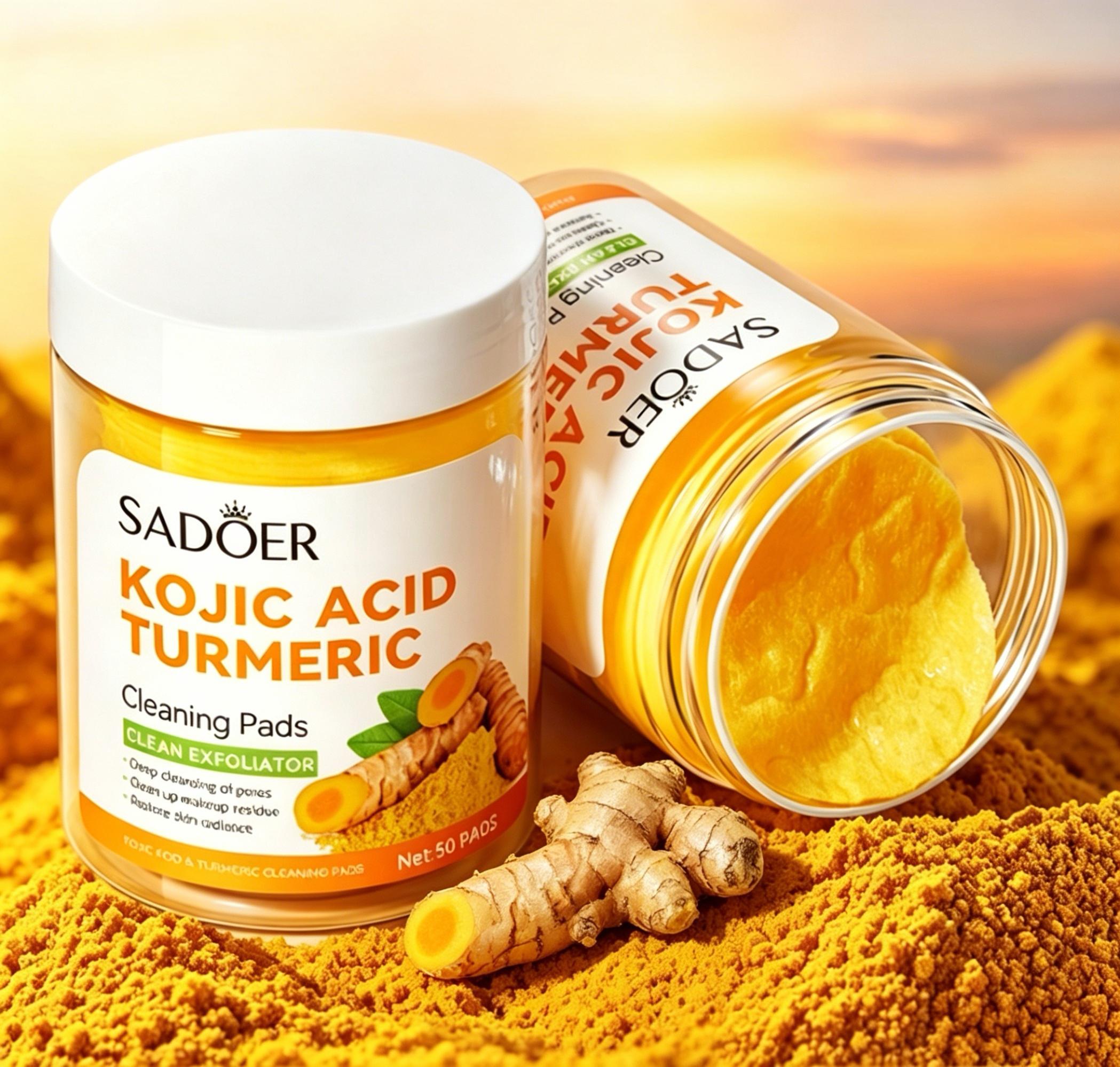 Kojic Acid Turmeric Cleansing Pads Exfoliate for Acne and Dark Spots