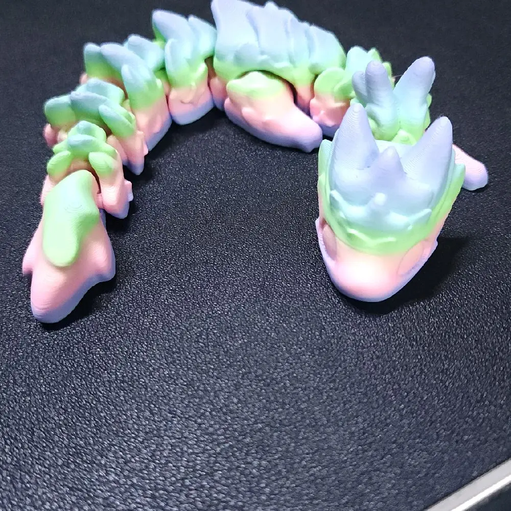 MatMireMakes & Layers Articulated Rainbow Dragon 3D Printed Toy, 6 Inches, Non-Toxic PLA, Great for Kids and Parties, Custom Order Available Decor Ornaments