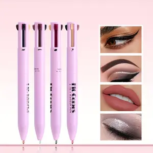 4-In-1 Multifunctional Makeup Pen, Eyeliner, Lipliner, Eyebrow, Highlighter Eyeshadow Stick, Quad-Tip Cosmetic Pencil Full Face Application