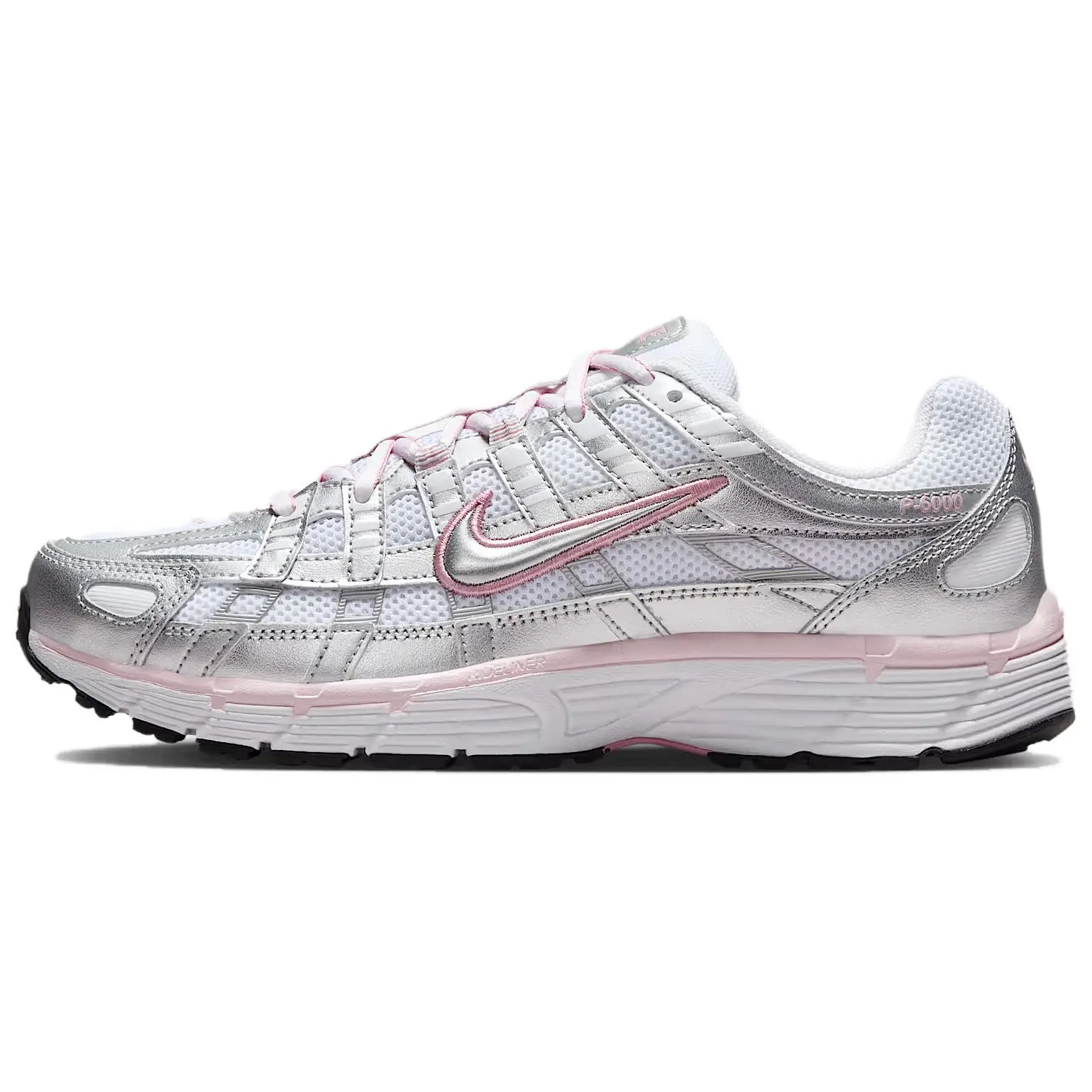 Nike P-6000 White Elemental Pink Stylish Comfortable Low Top Running Shoes Black Metallic Silver Women's BV1021-108