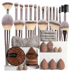 30-40 Piece Professional Makeup Brushes Set with Soft Fluffy Tools for Foundation, Powder and Eyeshadow Blending, Includes Makeup Sponge and Wash Headband for Travel, Birthday, Mother's Day Gifts Makeup Brush Kit