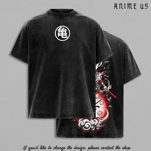 Kakarot Kid Saiyan Monkey Warrior Anime Vintage Washed Oversized Graphic Tee Power Ball Spirit Fighter Streetwear Shirt