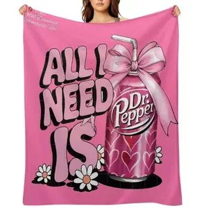 Dr-*Pepper*-flannel Blanket Soft and Comfortable Small Blanket Indoor Bedding Sofa Outdoor Use