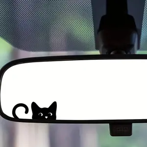 Cat Pattern Car Rearview Mirror Sticker, Vinyl Material Car Mirror Decal, Car Interior Decoration Accessories, Sticker for Cars, Home, Office, Cute Car Decor, Windshield Sticker