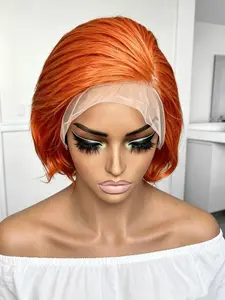 13x4 Lace Human Hair Wig, Elegant Straight Pixie Cut Bob, 150% Density, Natural Look, Everyday & Special Events, Quick Hairstyle Change