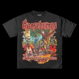 Goosebumps: Say Cheese and Die Retro Halloween Tee with 90s Spooky Vibes
