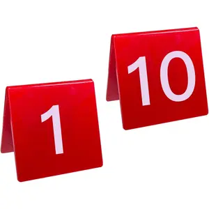 Table Number 1-10 Tents Style Red Acrylic Table Numbers Cards Signs For Wedding Reception Restaurants Cafes
