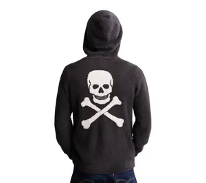 Barefoot Dreams CozyChic Unisex Skull & Bones Zip-Up Hoodie