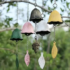 Rustic Cast Iron Wind Chime with Vintage Metal Leaf Bell, Outdoor Patio Hanging Decor, Perfect for Weddings and Holidays, Windchimes