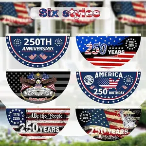 250 Years Of Blessing Semicircular Flag, America 250th Anniversary Non-Pleated Fan Flag
