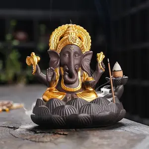 Creative Elephant God Buddha Design Incense Burner, Lotus Incense Stick Holder, Home Decor Censer, Home Fragrance Supplies, Scent