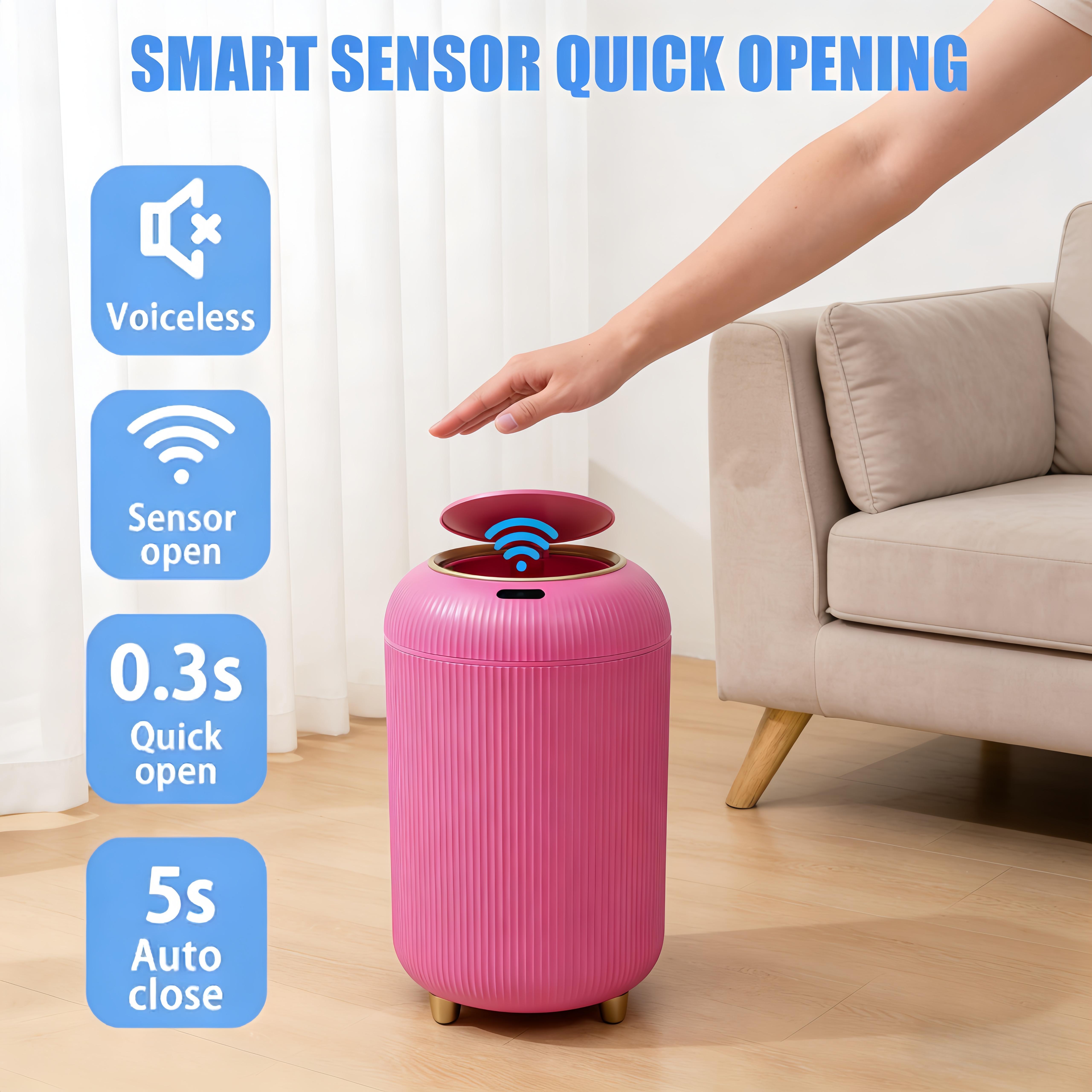 Smart Sensor Automatic Open Trash Can – Infrared sensor-activated, waterproof & compact, odor-blocking design! Perfect for bathroom, bedroom, and kitchen. Your must-have upgrade for a greener home!