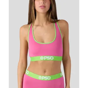 PSD Women's Solids - Pink Pop Racerback Sports Bra - Comfortable, Breathable, Ultra-light Fabric