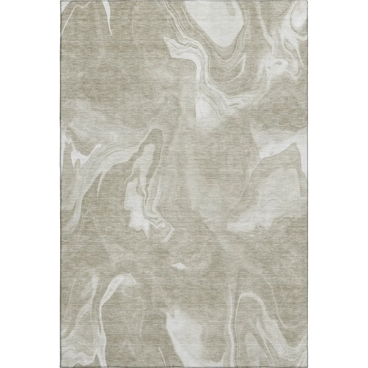 HomeRoots 665844 3x5 ft. Taupe & Ivory Dual-Color Abstract Transitional Area Rug, Antislip, Stain-Proof, Washable, Machine-Made Rectangle, UV Protection, Taupe Area Rugs, Antislip Area Rugs