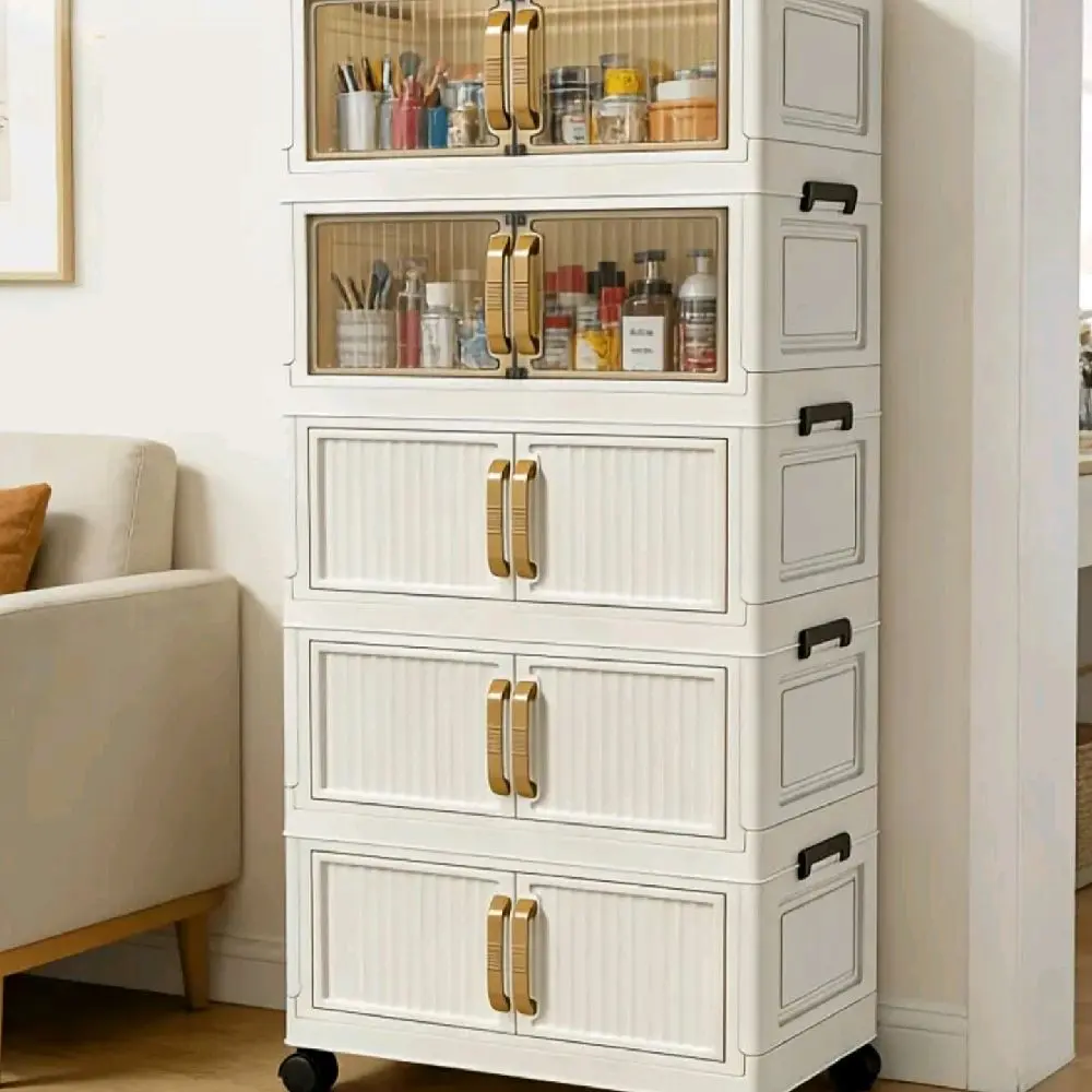 Versatile Collapsible Storage Unit with 5 or 3 Shelves Maximize Space for Hallways Bedrooms and Living Areas Ideal for Organization Flexible Shelving Options