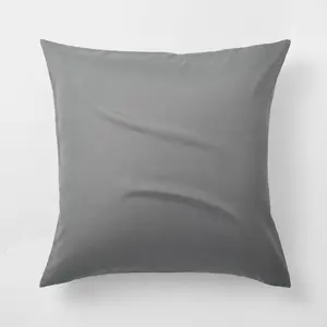 Casaluna 1-Piece Cotton-Lyocell Comforter Sham Solid OEKO-TEX, Dark Gray, Euro