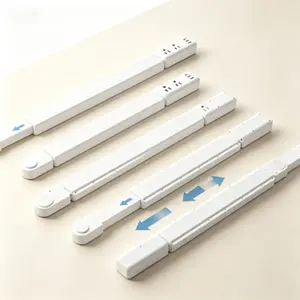 Adjustable Length Plug Extension with USB-C and USB-A Ports - 2 AC Outlets, Space-Saving Design for Furniture - Extendable from 23 to 34 Inches, Ideal Use Behind Sofas, Nightstands and Desks - Free Assembly, White Color