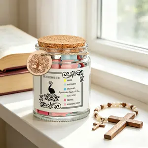 1 Set Spanish Emotional Bible Verse Jar with Color Coded Scripture Cards, Inspirational God’s Word Notes in Spanish for Different Moods, Christian Religious Gift, Peacock Print & Tree of Life Charm, Cork Lid Glass Prayer Jar