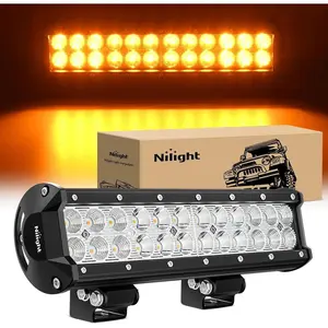 LED Light Bar 12 Inch 72W Spot Flood Combo Amber Beam Off Road Lamp Fishing Hunting Emergency Deck Work Lighting for Trucks UTV Pick-up Van Boat Tractor